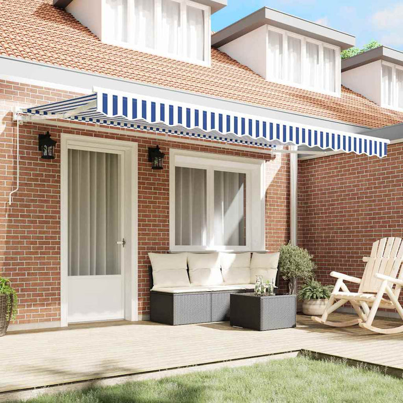 vidaXL Behúzható napellenző Kék és Fehér 350x200 cm szövet