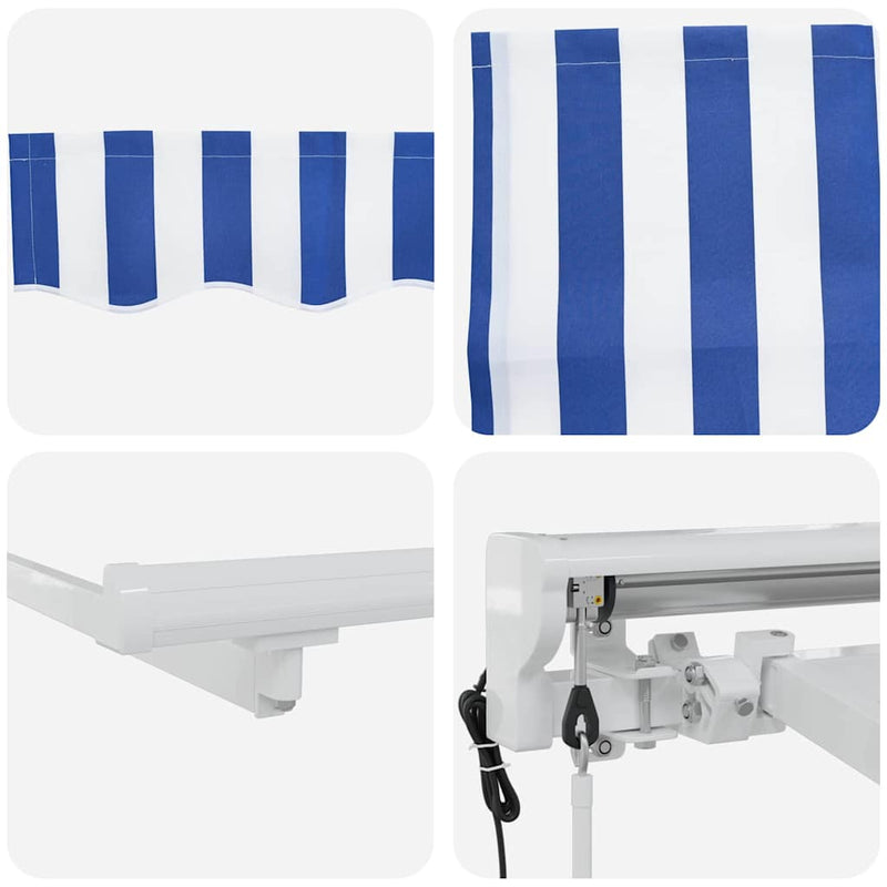 vidaXL Behúzható napellenző Kék és Fehér 350x200 cm szövet