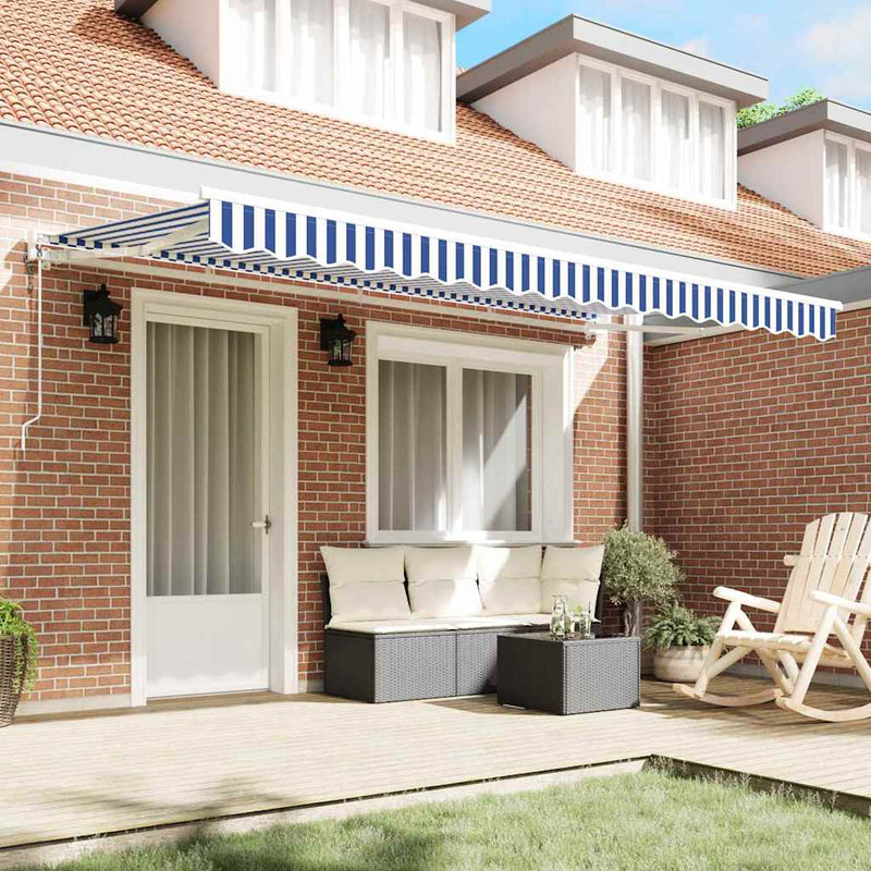 vidaXL Behúzható napellenző Kék és Fehér 350x200 cm szövet
