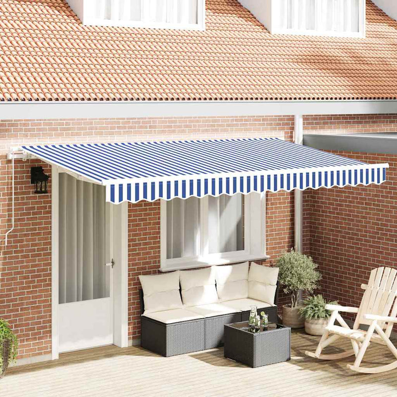 vidaXL Behúzható napellenző Kék, Fehér 350 x 200 cm