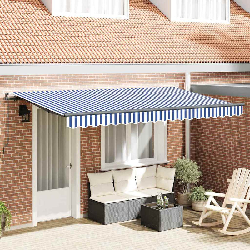 vidaXL Behúzható napellenző Kék és Fehér 350 x 200 cm