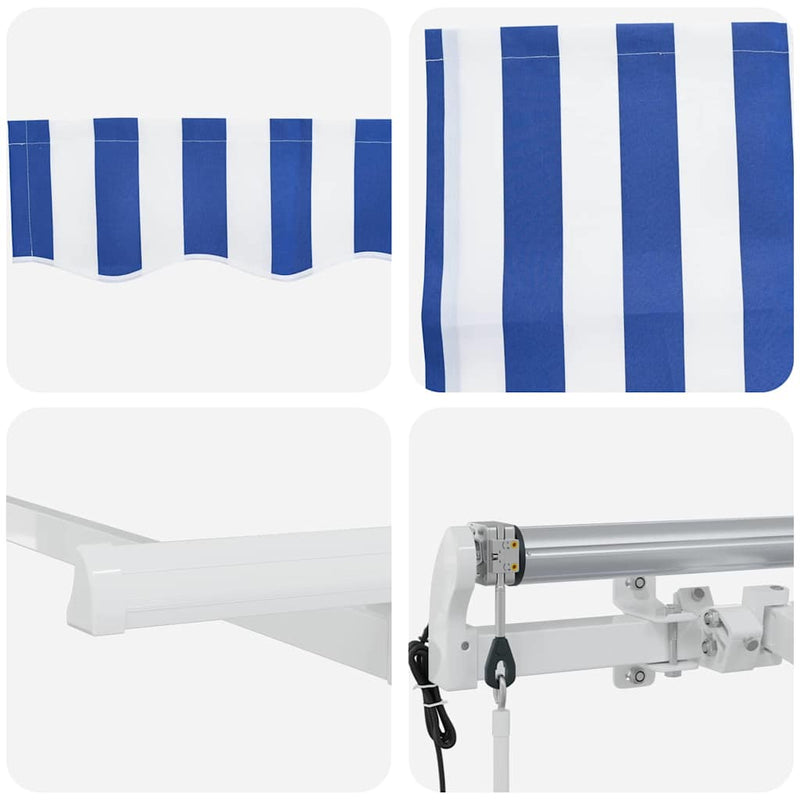 vidaXL Behúzható napellenző Kék, Fehér 350 x 200 cm