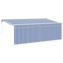 vidaXL Behúzható napellenző Csíkos Kék 350 x 200 cm szövet