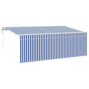 vidaXL Behúzható napellenző Csíkos Kék 350 x 200 cm szövet