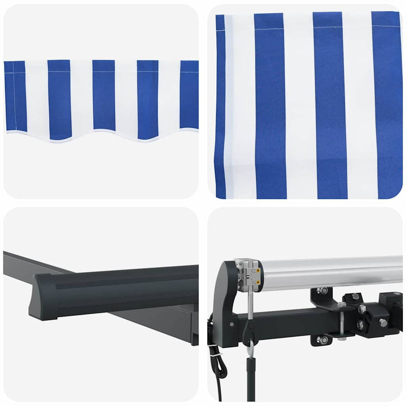 vidaXL Napernyő rolóval Csíkos Krém 350 x 200 x 120 cm Szövet és Fém