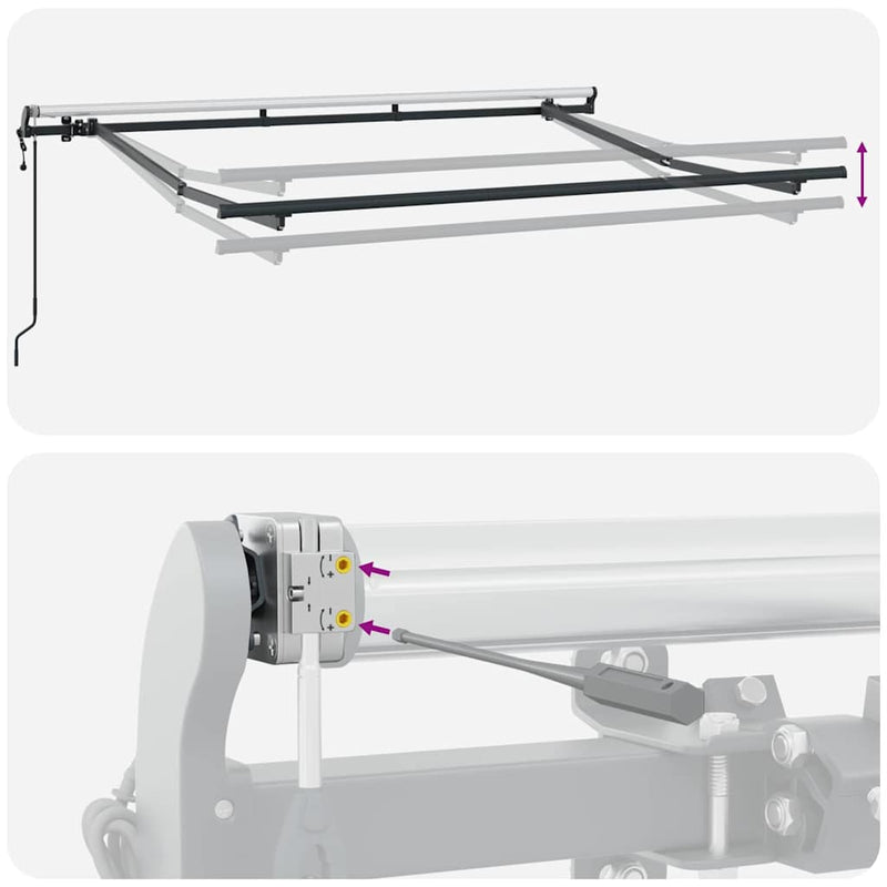 vidaXL Napernyő rolóval Csíkos Krém 350 x 200 x 120 cm Szövet és Fém