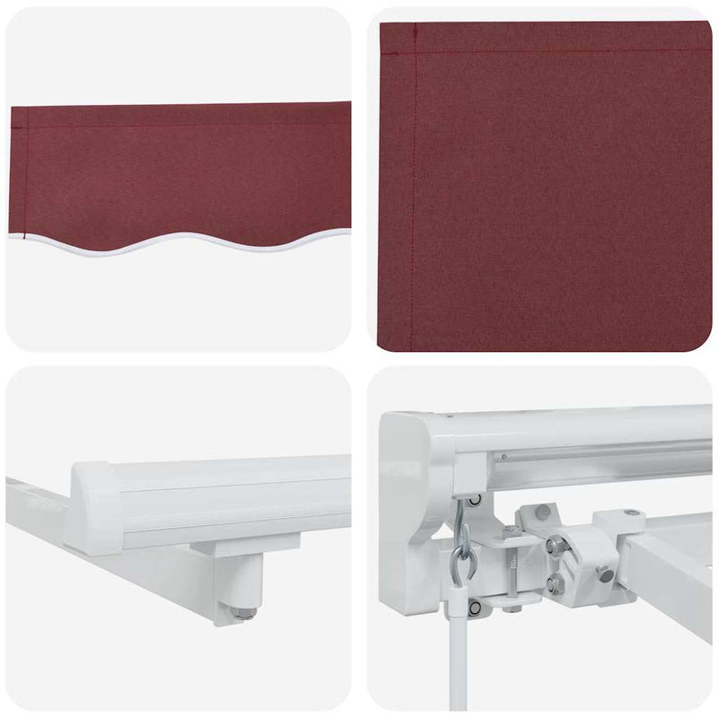vidaXL Behúzható napellenző Burgundi 350x200 cm szövet