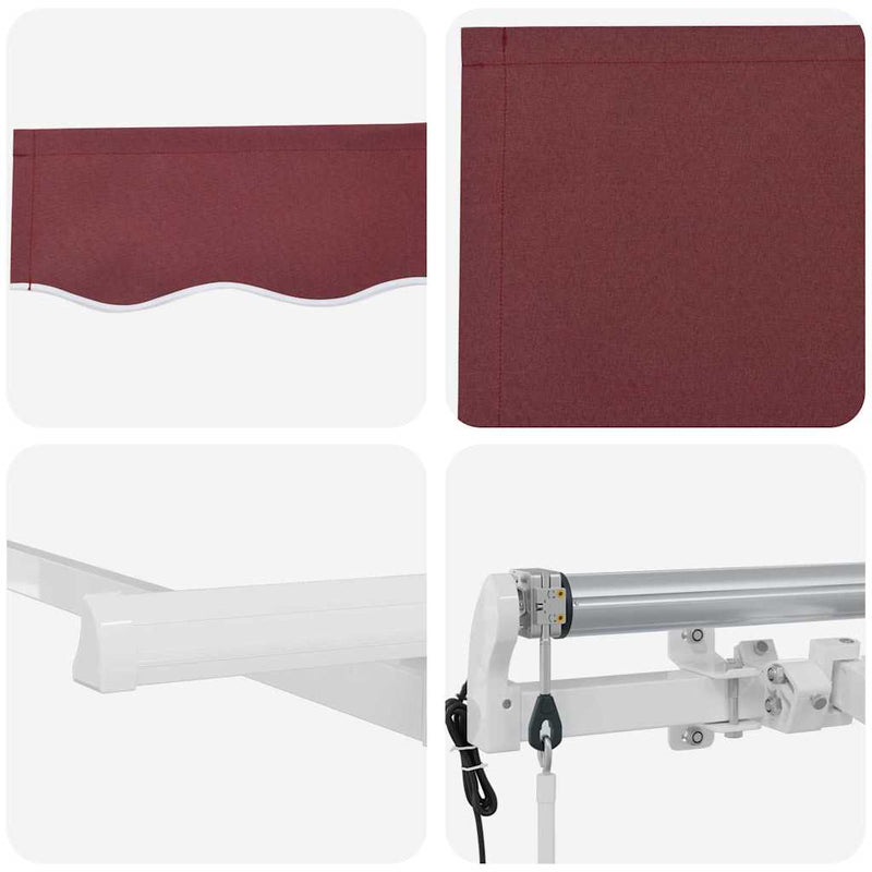 vidaXL Behúzható napellenző Burgundi 350 x 200 cm