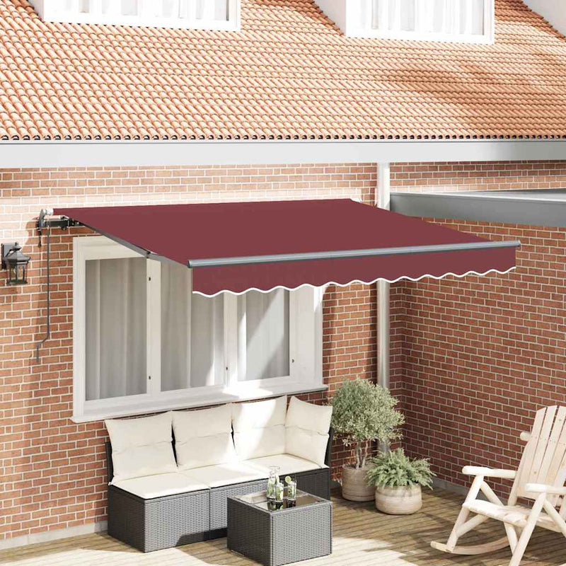 vidaXL Behúzható napellenző Burgundi 350 x 200 cm Pamut és Alumínium