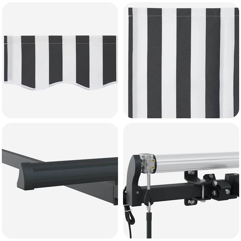 vidaXL Behúzható napellenző Antracit, Fehér 350 x 200 cm
