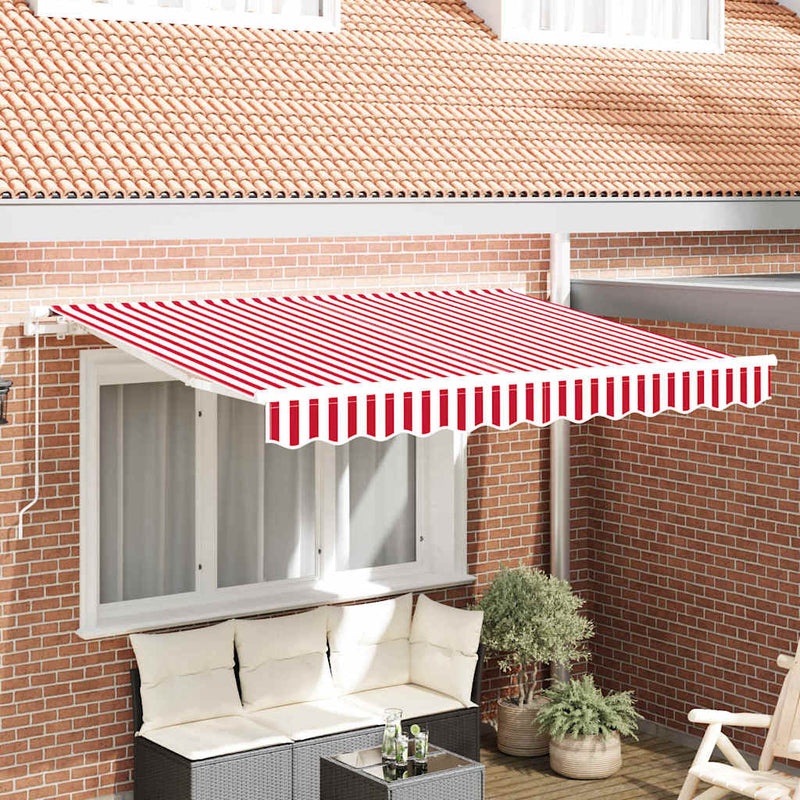 vidaXL Behúzható napellenző Piros, Fehér 350 x 200 cm