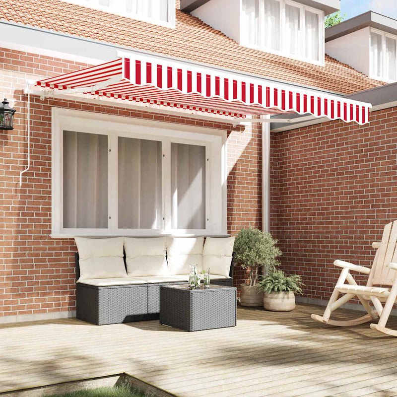 vidaXL Behúzható napellenző Piros, Fehér 350 x 200 cm