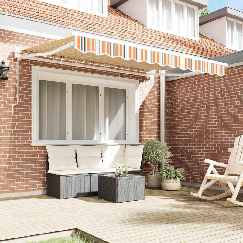 vidaXL Behúzható napellenző Tarka csíkos 350x200 cm szövet