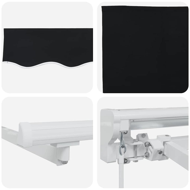 vidaXL Behúzható napellenző Fekete 350x200 cm szövet