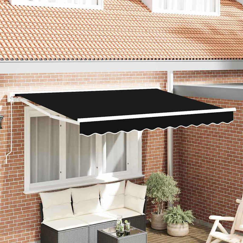 vidaXL Behúzható napellenző Fekete 350x200 cm szövet