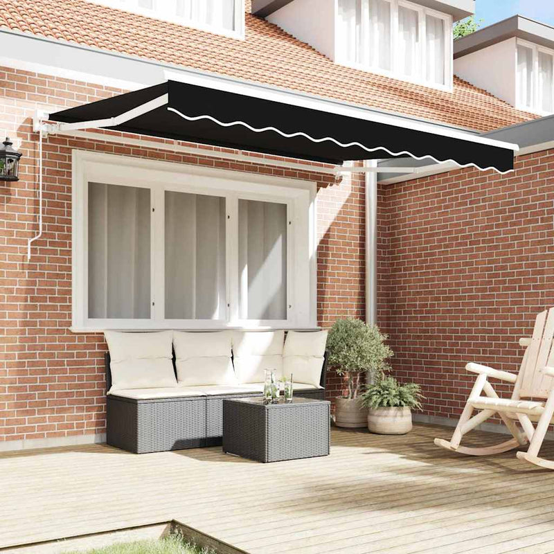 vidaXL Behúzható napellenző Fekete 350x200 cm szövet