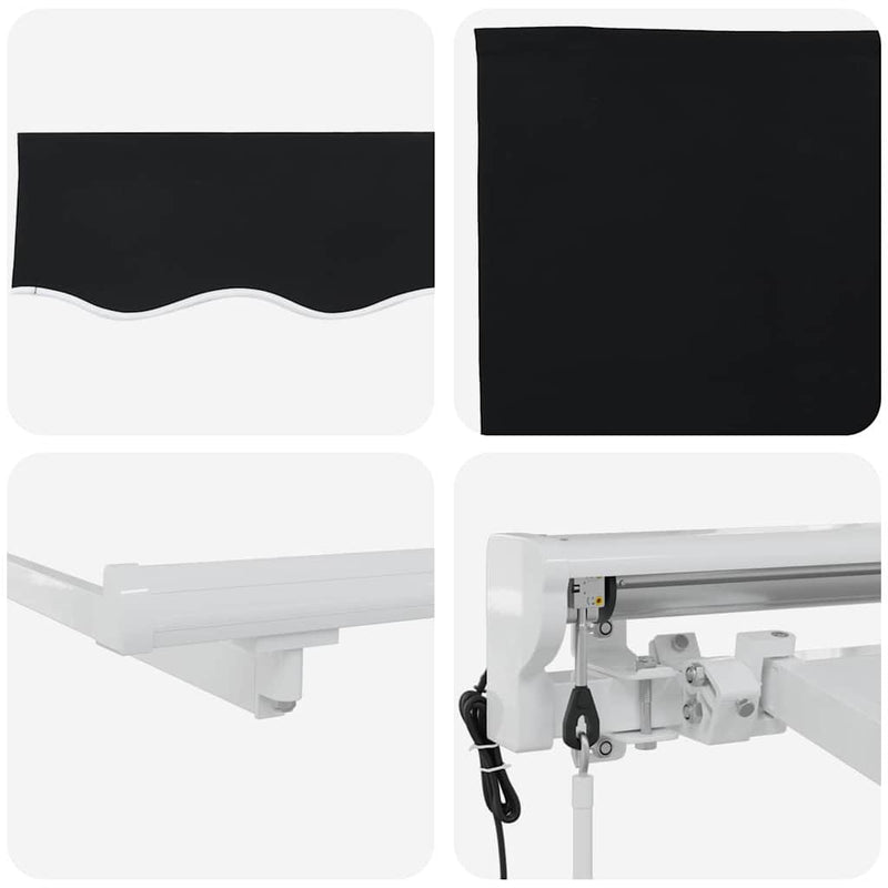 vidaXL Behúzható napellenző Fekete 350x200 cm szövet
