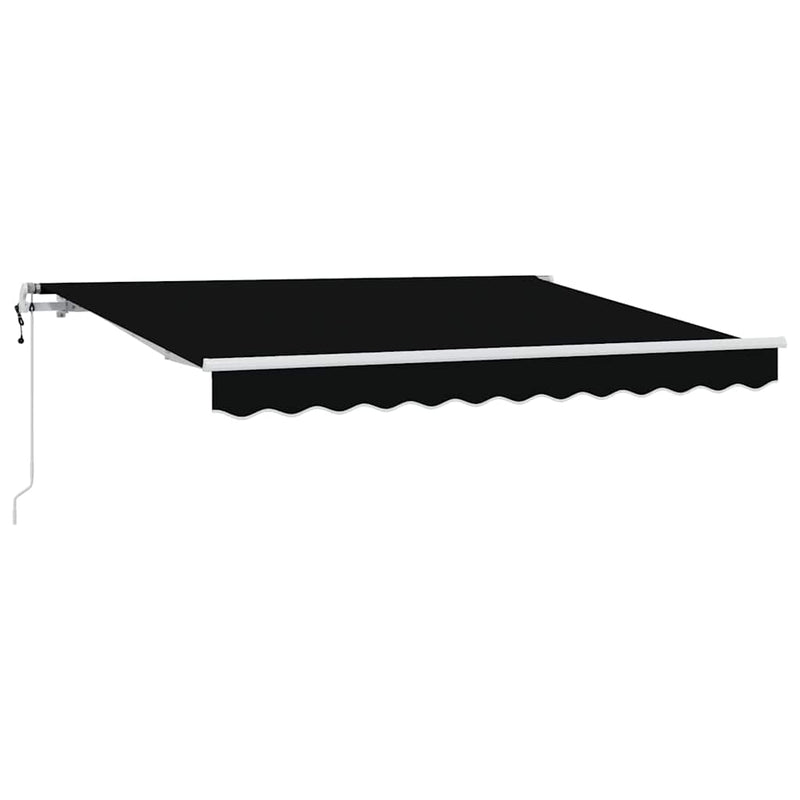 vidaXL Behúzható napellenző Fekete 350 x 200 cm Pamut és Alumínium