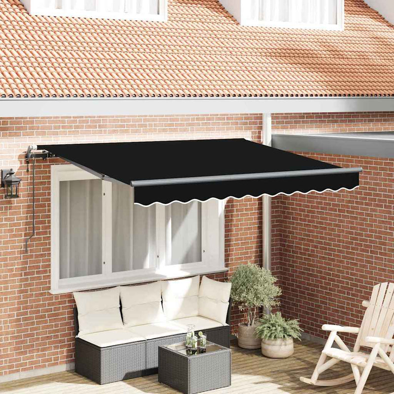 vidaXL Behúzható napellenző Fekete 350 x 200 cm Poliészter, Alumínium