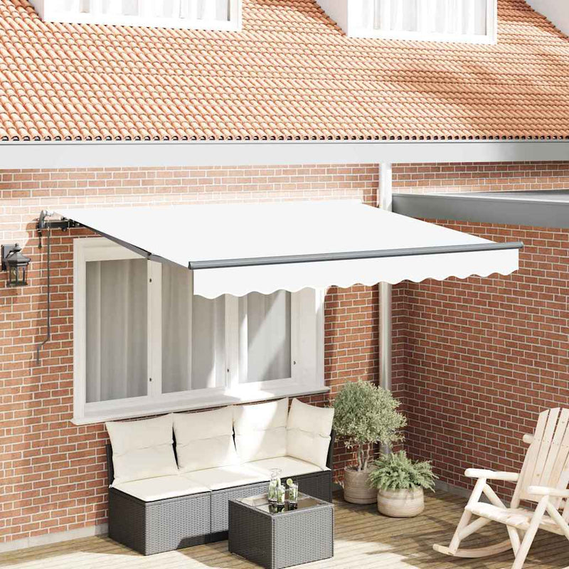 vidaXL Behúzható napellenző Fehér 350 x 200 cm Pamut és Alumínium