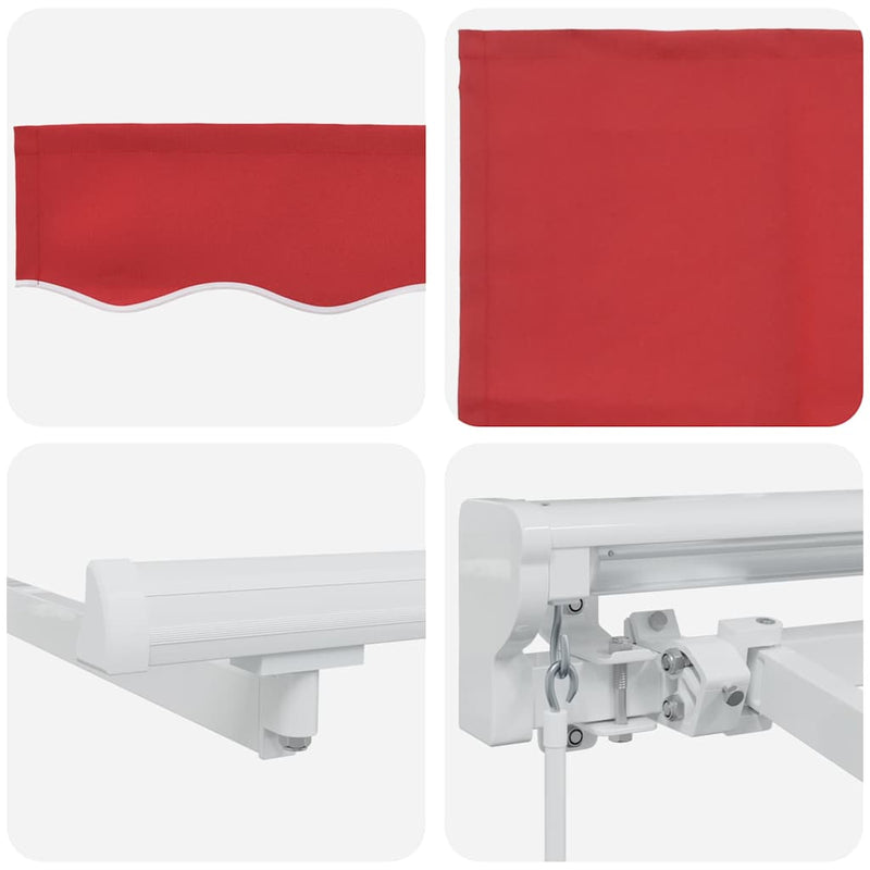 vidaXL Behúzható napellenző Piros 350x200 cm szövet