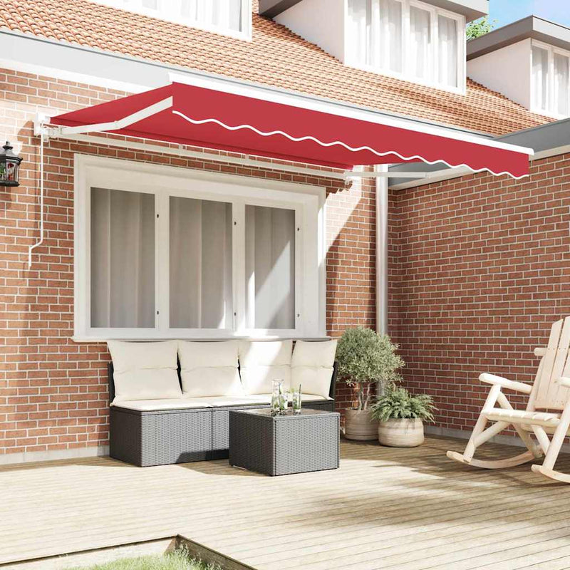 vidaXL Behúzható napellenző Piros 350x200 cm szövet