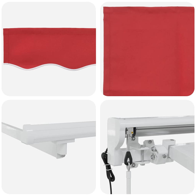 vidaXL Behúzható napellenző Piros 350x200 cm szövet