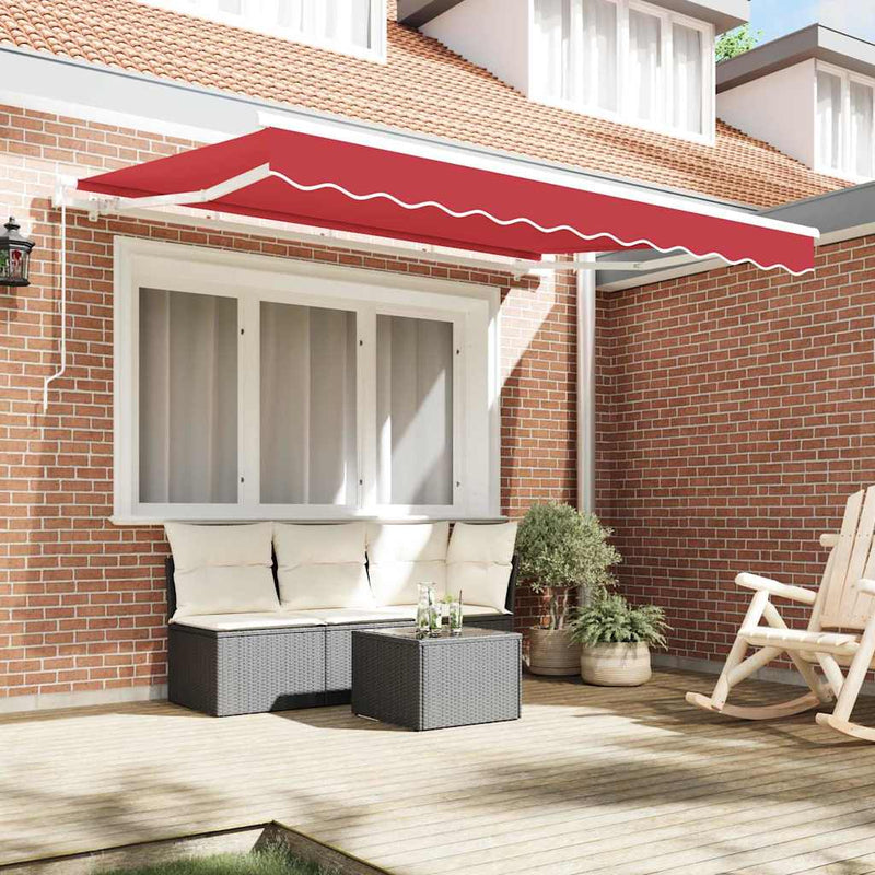 vidaXL Behúzható napellenző Piros 350 x 200 cm Poliészter, Alumínium