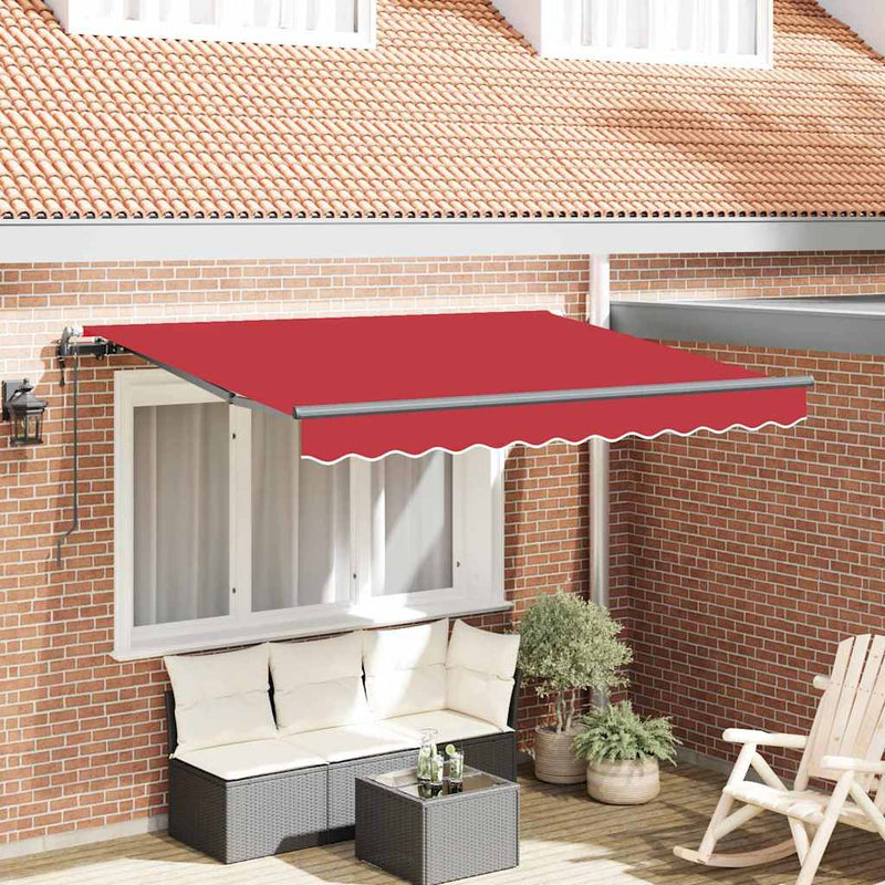 vidaXL Behúzható napellenző Piros 350 x 200 cm Pamut és Alumínium