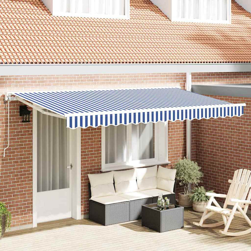 vidaXL Behúzható napellenző Kék és Fehér 400x200 cm szövet