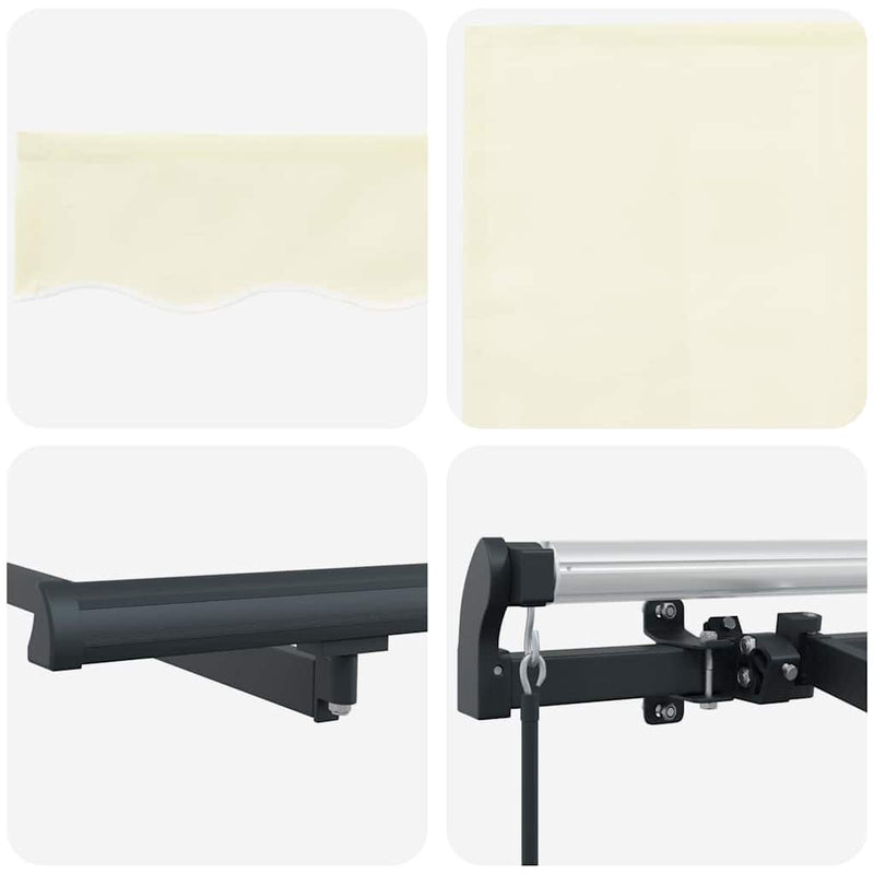 vidaXL Behúzható napellenző Krém 400 x 200 cm Pamut és Alumínium