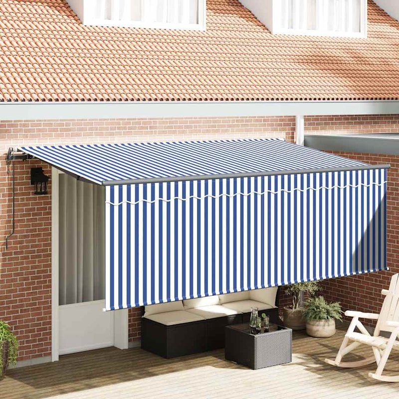 vidaXL Behúzható napellenző Kék és fehér 400 x 200 cm szövet