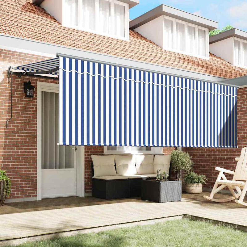 vidaXL Behúzható napellenző Kék és fehér 400 x 200 cm szövet