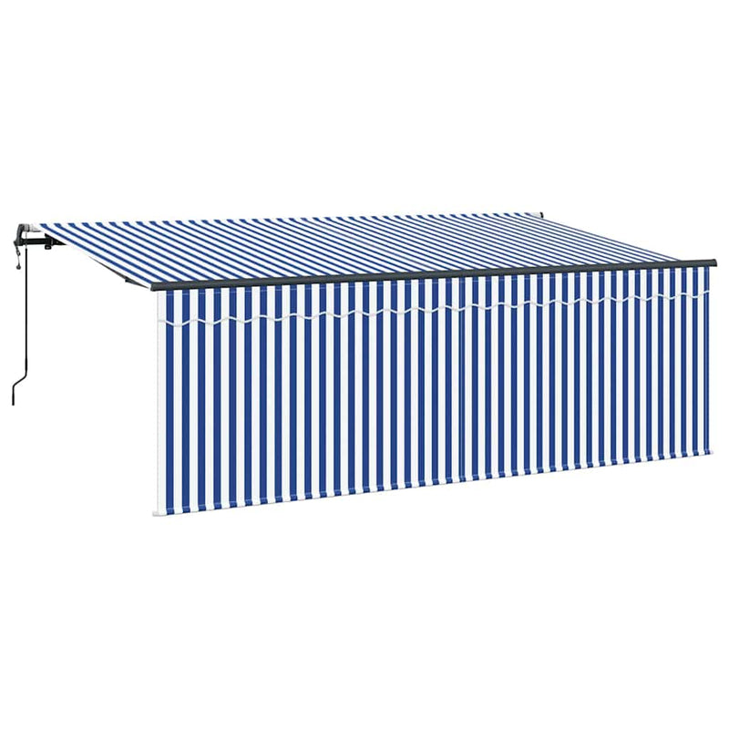 vidaXL Behúzható napellenző Kék és fehér 400 x 200 cm szövet