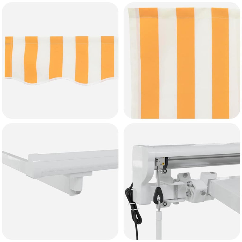 vidaXL Behúzható napellenző Sárga és Fehér 400x200 cm szövet