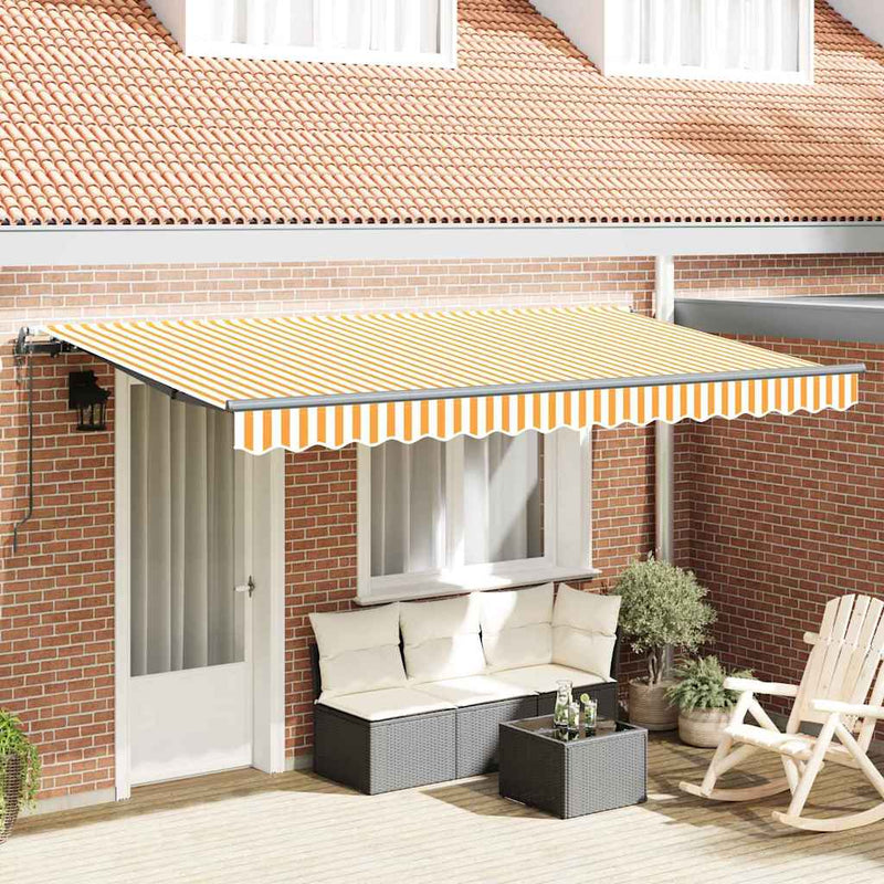 vidaXL Behúzható napellenző Sárga, Fehér 400 x 200 cm