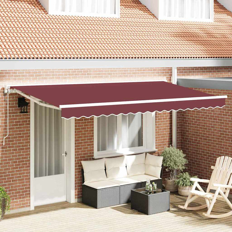 vidaXL Behúzható napellenző Burgundi 400x200 cm szövet