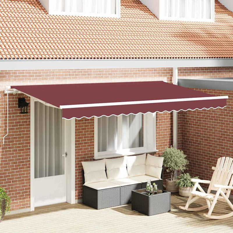 vidaXL Behúzható napellenző Burgundi 400 x 200 cm Pamut és Alumínium