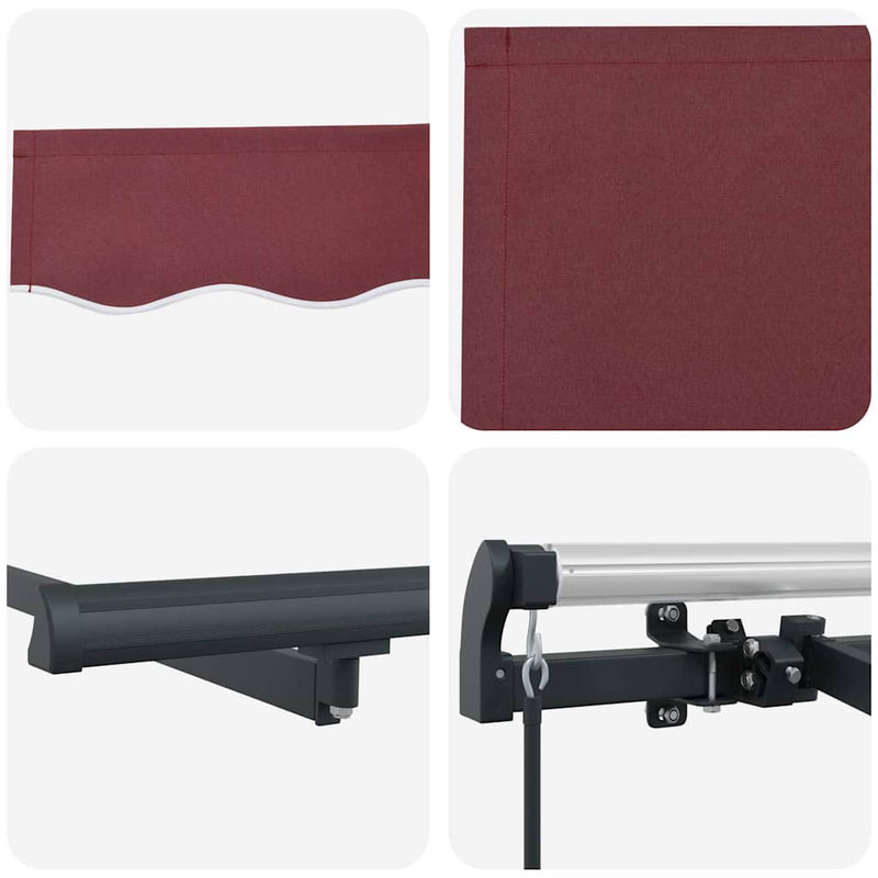 vidaXL Behúzható napellenző Burgundi 400 x 200 cm