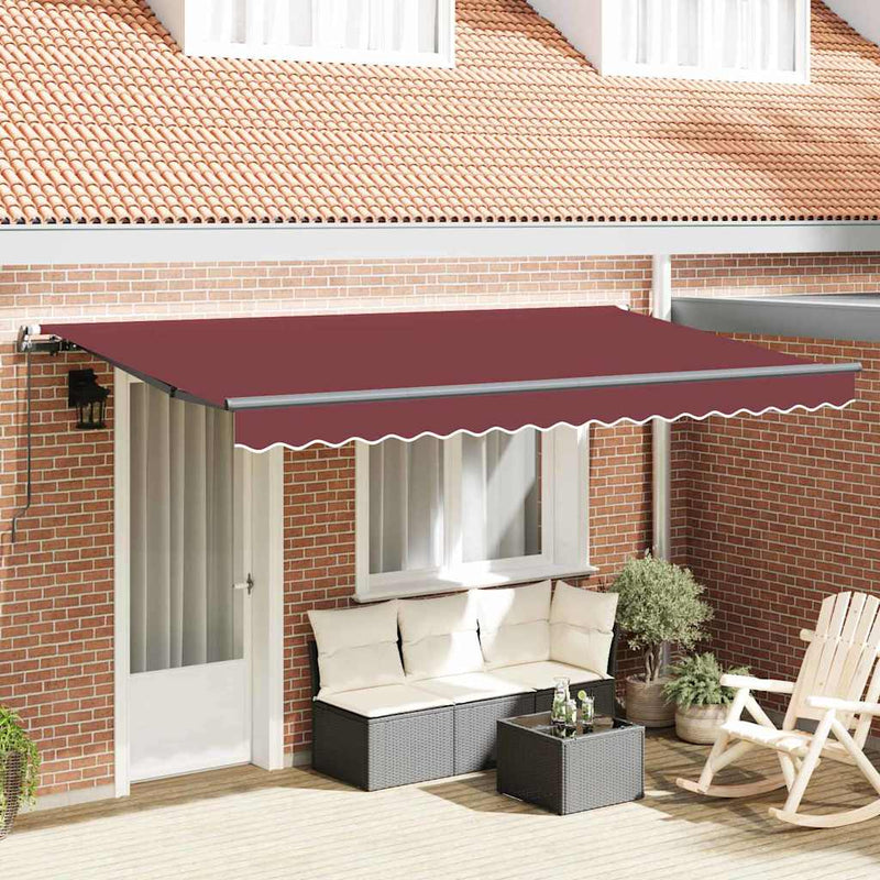 vidaXL Behúzható napellenző Burgundi 400 x 200 cm