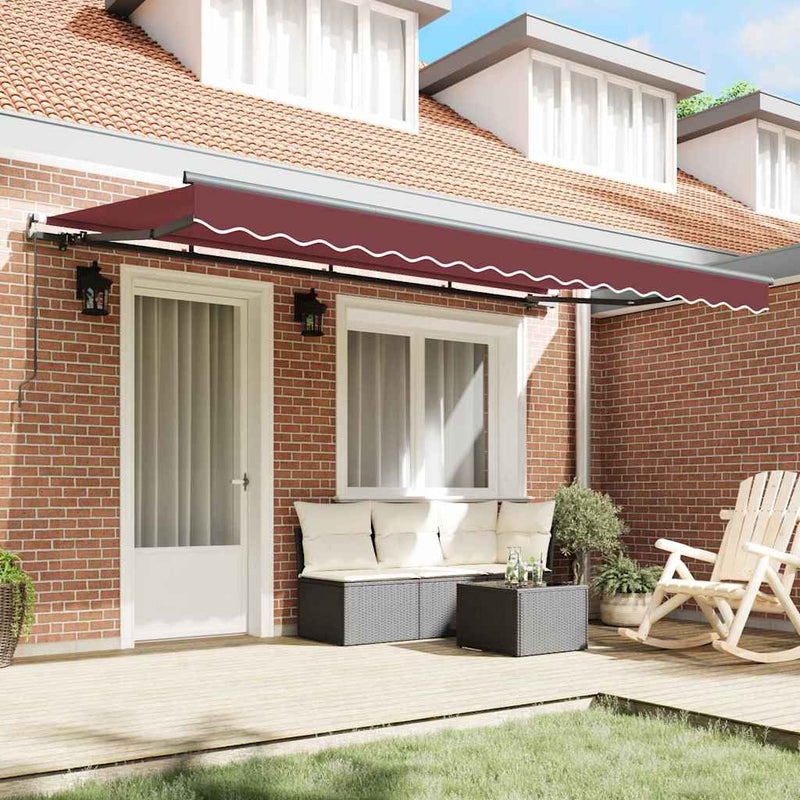vidaXL Behúzható napellenző Burgundi 400 x 200 cm