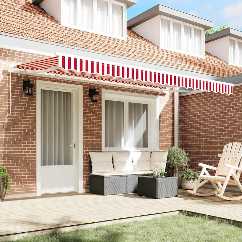 vidaXL Behúzható napellenző Piros, Fehér 400 x 200 cm