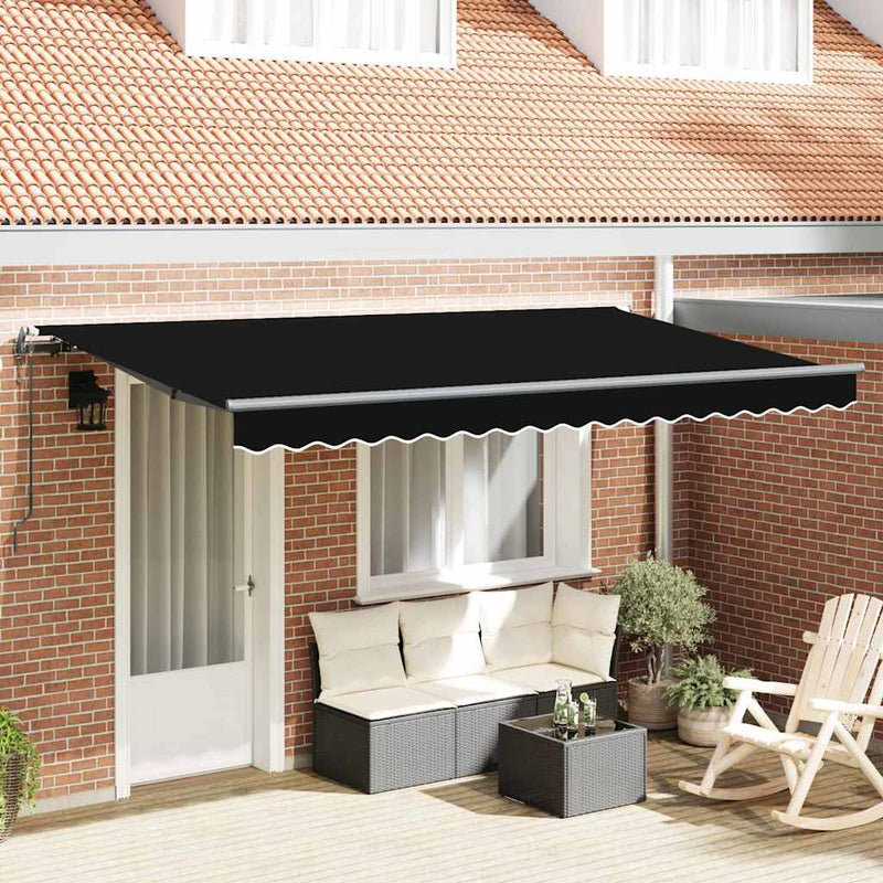 vidaXL Behúzható napellenző Fekete 400 x 200 cm Poliészter, Alumínium