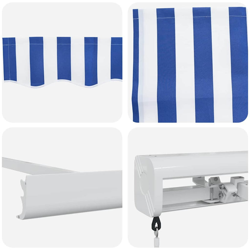 vidaXL Behúzható napellenző Kék és Fehér 300 x 250 cm Szövet és Fém