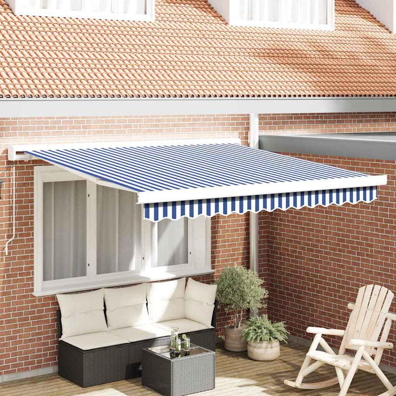 vidaXL Behúzható napellenző Kék és Fehér 300 x 250 cm Szövet és Fém