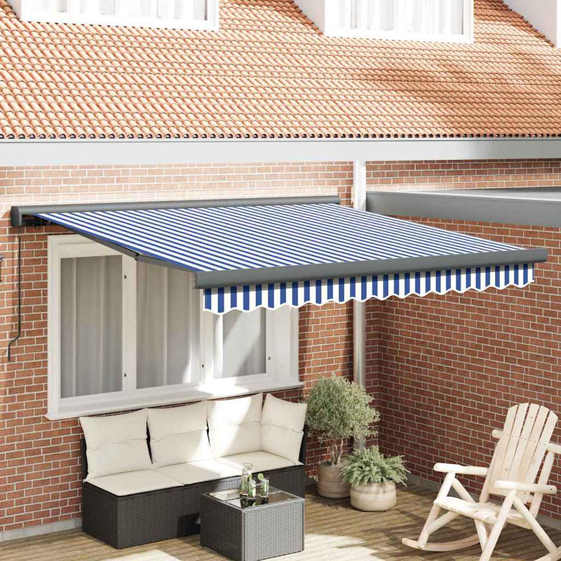 vidaXL Behúzható napellenző Kék és Fehér 300 x 250 cm Szövet és Fém