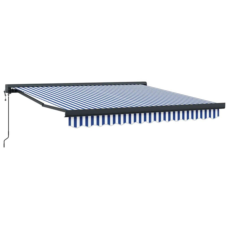 vidaXL Behúzható napellenző Kék és fehér 300 x 250 cm Szövet, Fém