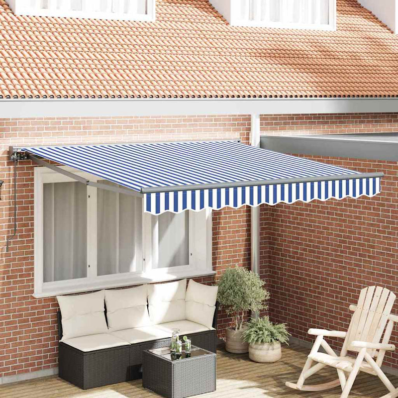 vidaXL Behúzható napellenző Kék és Fehér 300x250 cm szövet