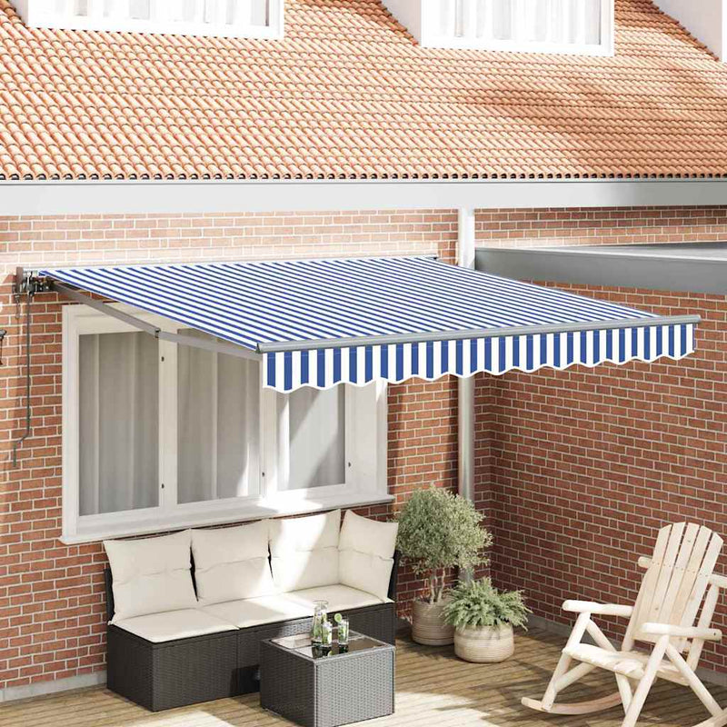 vidaXL Behúzható napellenző Kék és Fehér 300x250 cm szövet