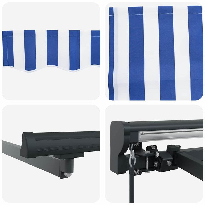 vidaXL Behúzható napellenző Kék és fehér 300 x 250 cm szövet